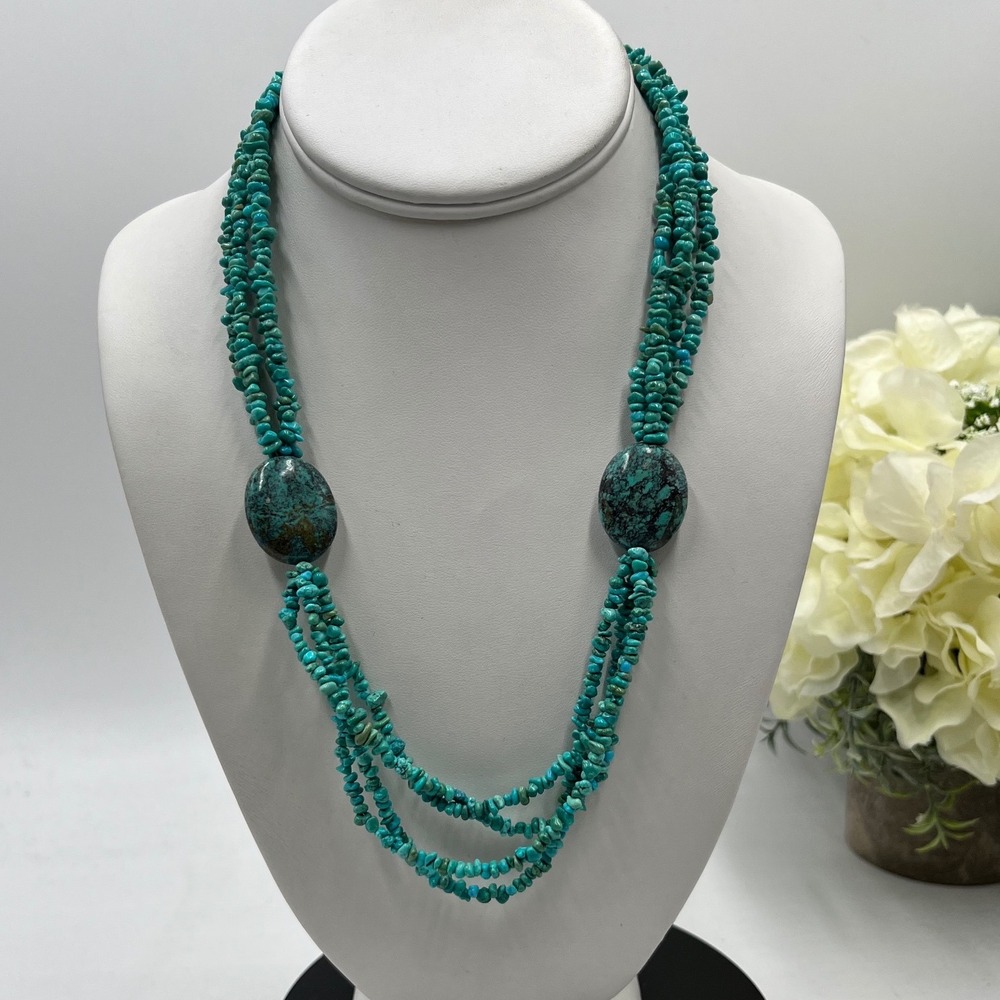 Jay King DTR Turquoise Chip
Beaded Cabochon 925 Sterling Silver‎ Necklace